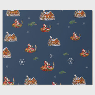 Schwarzes Weihnachtsmann-Weihnachts-Fisch-Verpacku Geschenkpapier