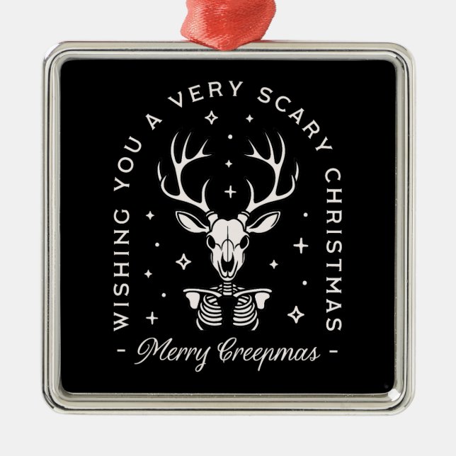 Schwarzes Weihnachtsrentierskelett Ornament Aus Metall (Vorne)