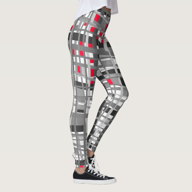 Schwarzes, Weiß u. Rot Leggings (Rechts)