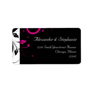 Schwarzes +Weißer w/Fuchsia Adressaufkleber