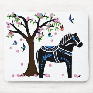 Schwarzes/weißes/blaues Dala Volkspferd, Mousepad