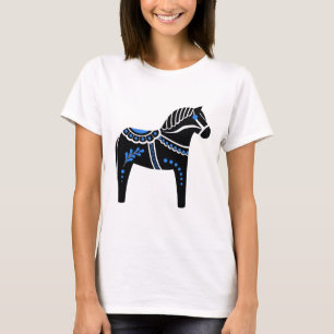 Schwarzes/weißes/blaues VolksDala T-Shirt
