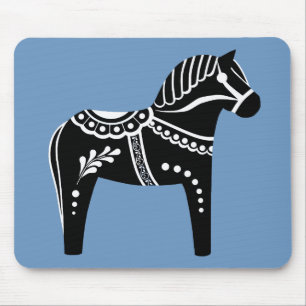 Schwarzes/weißes Dala Volkspferd, Volksfriesische Mousepad