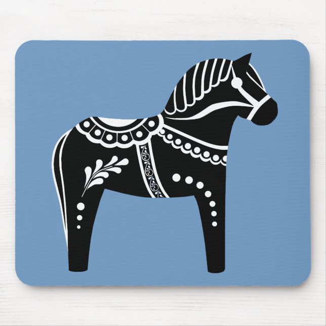 Schwarzes/weißes Dala Volkspferd, Volksfriesisches Mousepad (Vorne)