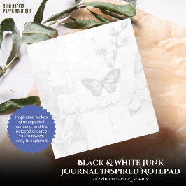 Schwarzes & Weißes Junk Journal inspiriertes Notiz Notizblock