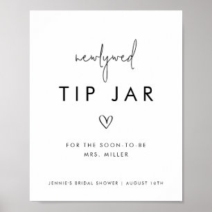 Schwarzes & Weißes Minimalistisches Tip-Geld Glas Poster