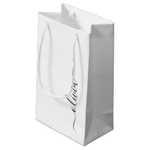 Schwarzes weißes modernes Skript girly Monogramm N Kleine Geschenktüte