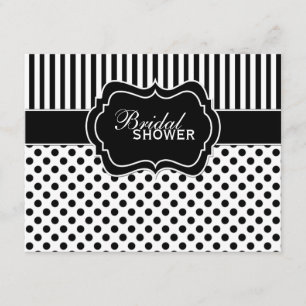 Schwarzes, weißes Polka-Dot-Stripe-Brautparty lade Einladung