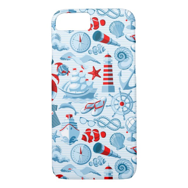 Schwarzes, weißes und blaues Muster Case-Mate iPhone Hülle (Rückseite)