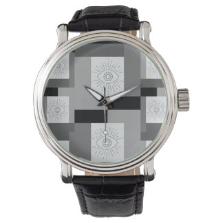 Schwarzes, weißes und graues Grafikdesign Armbanduhr