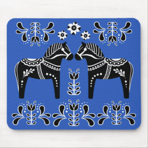 Schwarzes/weißes VolksDala Pferd/Volksfriesisches Mousepad
