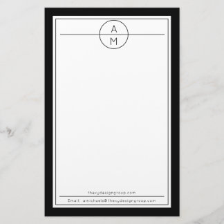 Schwarzes |White Minimalistisches modernes Briefpapier