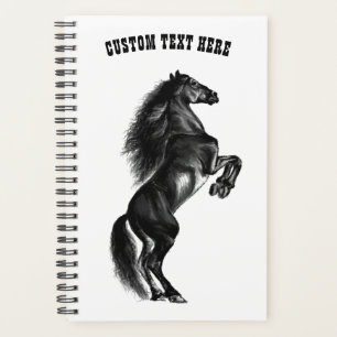 Schwarzes Wild Pferd - Benutzerdefinierter Text Planer