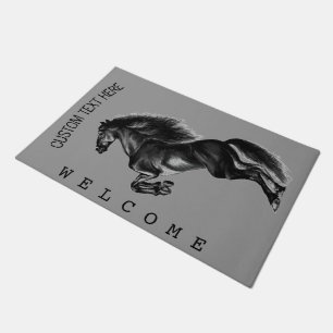 Schwarzes Wild Pferd - Text hinzufügen / Farben Fußmatte