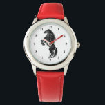 Schwarzes Wildpferd Armbanduhr<br><div class="desc">Von MIGNED Gezeichnet Mustang Horses Upright Black Wild Horse Watches - individuell anpassbar</div>