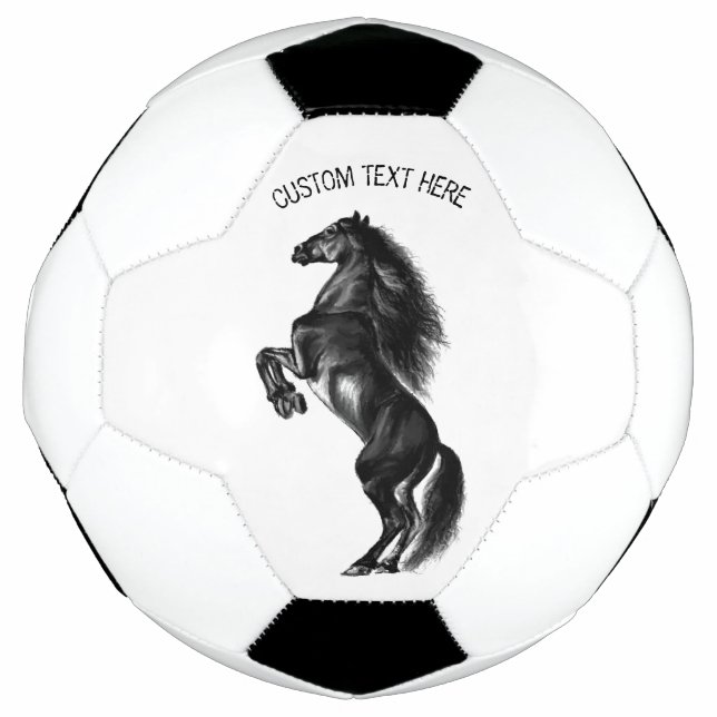 Schwarzes Wildpferd - Fügen Sie Ihren Text hinzu Fußball (Vorderseite)