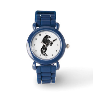 Schwarzes Wildpferd - Schwarz und Weiß - Armbanduhr