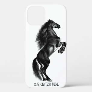 Schwarzes Wildpferd - Schwarzweiß Zeichnend Case-Mate iPhone Hülle