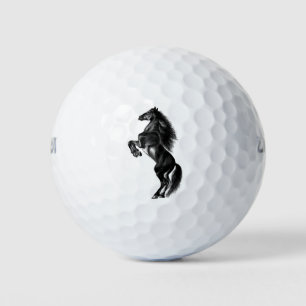 Schwarzes Wildpferd - Schwarzweiß Zeichnend Golfball