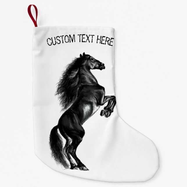 Schwarzes Wildpferd - Text hinzufügen / Farben hin Kleiner Weihnachtsstrumpf (Vorderseite)