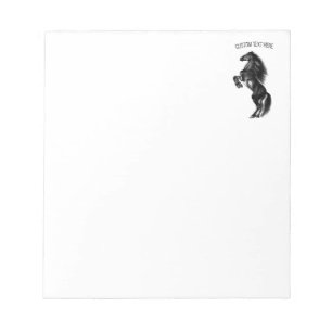 Schwarzes Wildpferd - Zeichnend - Text hinzufügen Notizblock