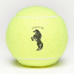 Schwarzes Wildpferd - Zeichnend - Text hinzufügen Tennisbälle