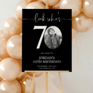 Schwarzes Willkommensschild zum 70. Geburtstag S Poster