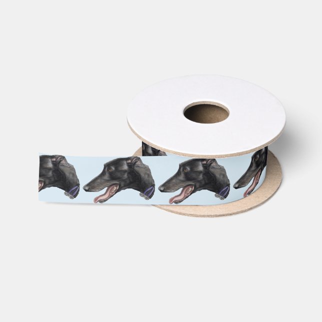 Schwarzes Windhund-Profil DogArt Band Satinband (Spule)