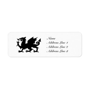 Schwarzes Winged Wales-Drache-Adressen-Etikett