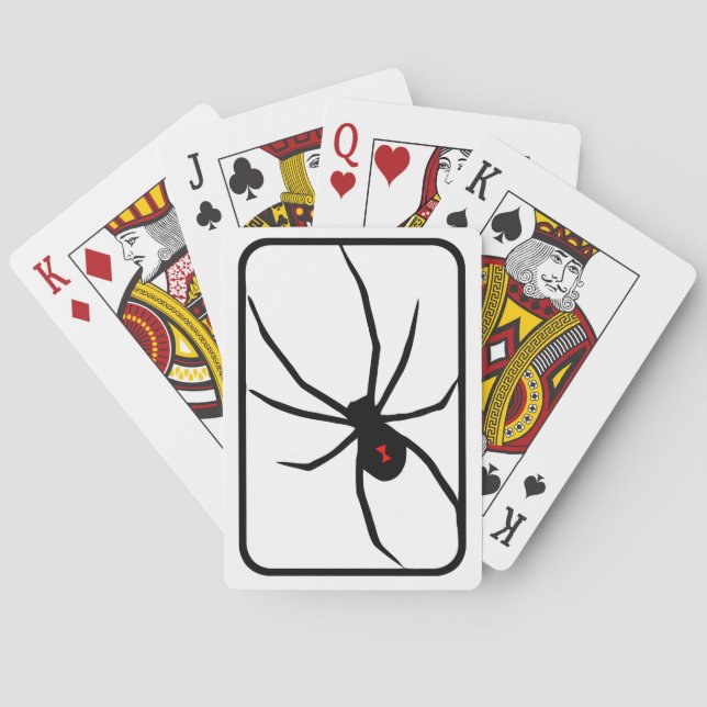 Schwarzes Witwen-Spinnenname-Logo Spielkarten (Rückseite)