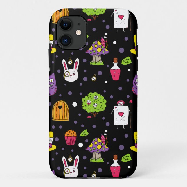 Schwarzes Wonderland Case-Mate iPhone Hülle (Rückseite)