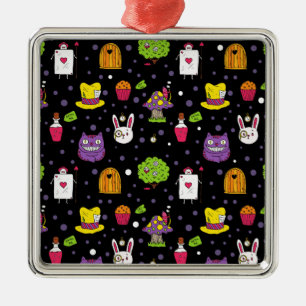 Schwarzes Wonderland Silbernes Ornament