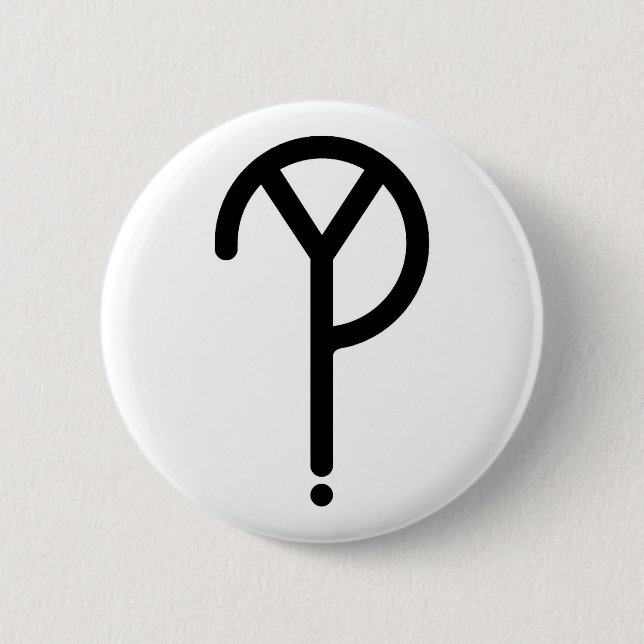 Schwarzes Y? Symbol auf Weiß Button (Vorderseite)