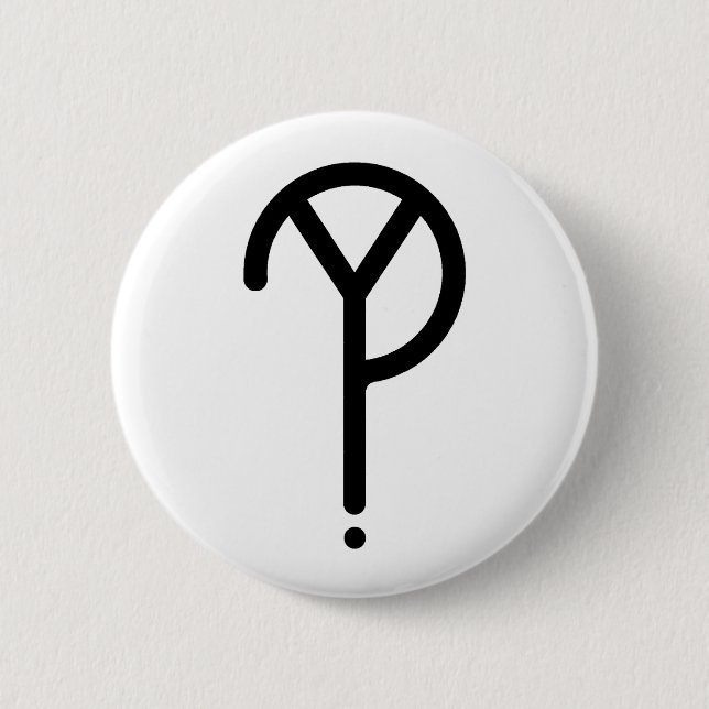 Schwarzes Y? Symbol auf Weiß Button (Vorderseite)