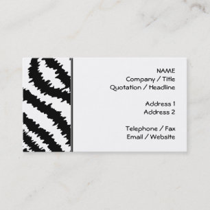 Schwarzes Zebra-Druck-Muster Visitenkarte