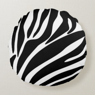 Schwarzes Zebradruck-Muster Rundes Kissen
