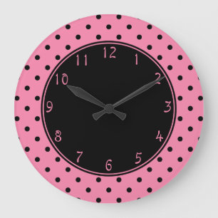 Schwarzes Zentrum Kleine schwarze Polka Punkte auf Große Wanduhr