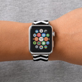Schwarzes Zickzack gemustertes Apple Watch Armband