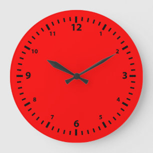 Schwarzes Zifferblatt auf Rot Große Wanduhr