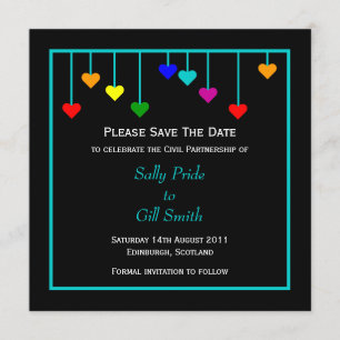 Schwarzes ziviles Partnerschafts-Herz Save the Save The Date