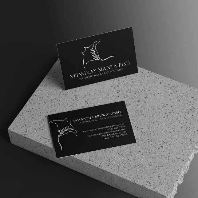 Schwarzfisch-Mangrochen Visitenkarte (Black Animal Fish manta ray stingray Business Card)