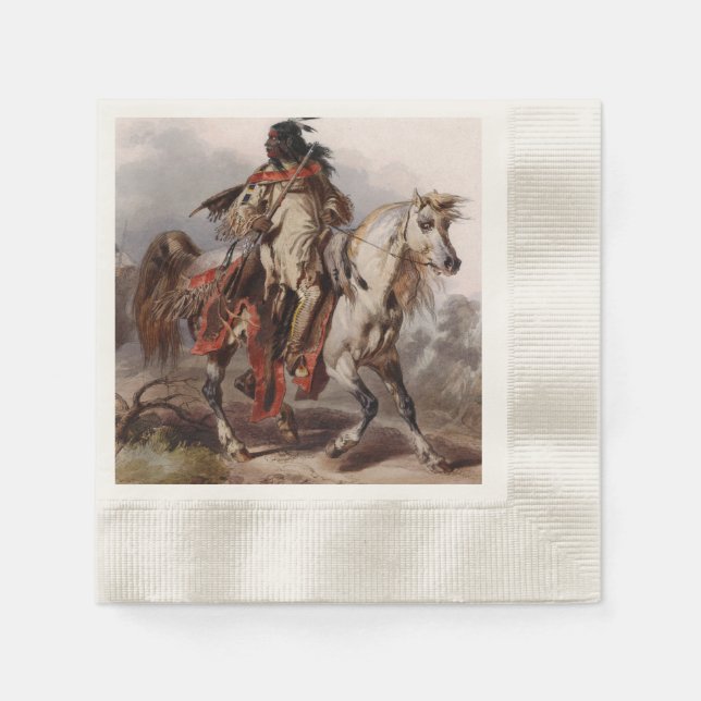Schwarzfussinder auf dem Arabianpferd gejagt Serviette (Vorderseite)