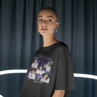 Schwarzgebranntes T-Shirt Rap-Stil Vintage Custom 