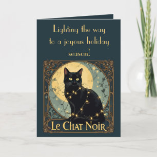 Schwarzgefärbte Katzen-Fairy-Licht-Verwirrung Karte