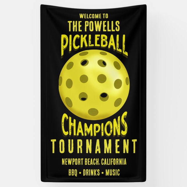 Schwarzgelbe Pickleball-Turnier Banner (Vertikal)