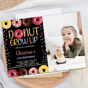 Schwarzgelbes Foto Donut Geburtstagseinladungen Einladung