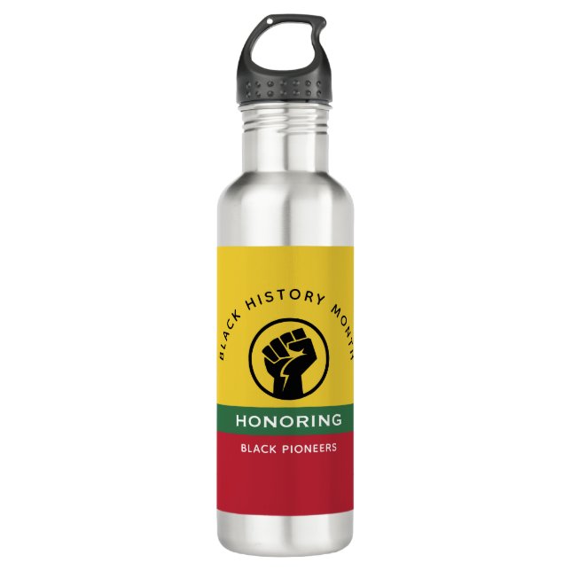 Schwarzgeschichte Monat Afrikanisch-amerikanischer Edelstahlflasche (Vorderseite)