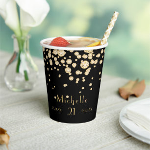 Schwarzgold-Monogramm-Diamanten Pappbecher