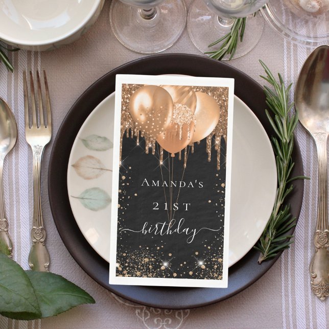 Schwarzgoldballons der Geburtstagspartei - Name de Serviette (Von Creator hochgeladen)
