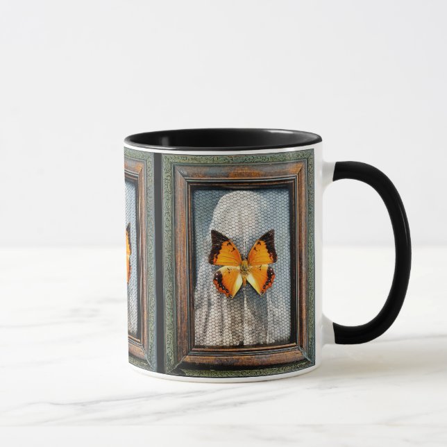 Schwarzgrenzenlose Anklagen Schmetterling-Kaffeepa Tasse (Rechts)